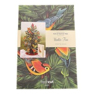 FreshCut Paper Winter Tree Pop-Up Festive Tree Card – Birds – Reusable Décor NEW